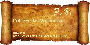 Petrovits Vanessza névjegykártya